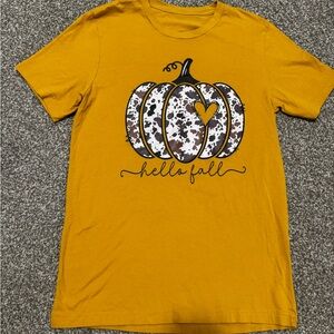 Hello Fall Kids Pumpkin T-Shirt - Yellow